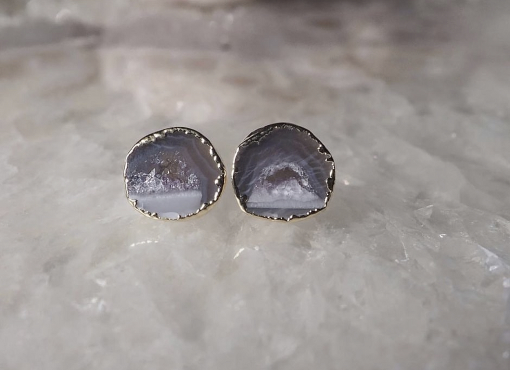 Серьги с жеодой агата