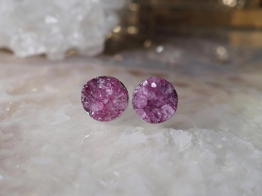 Серьги с розовым кварцем