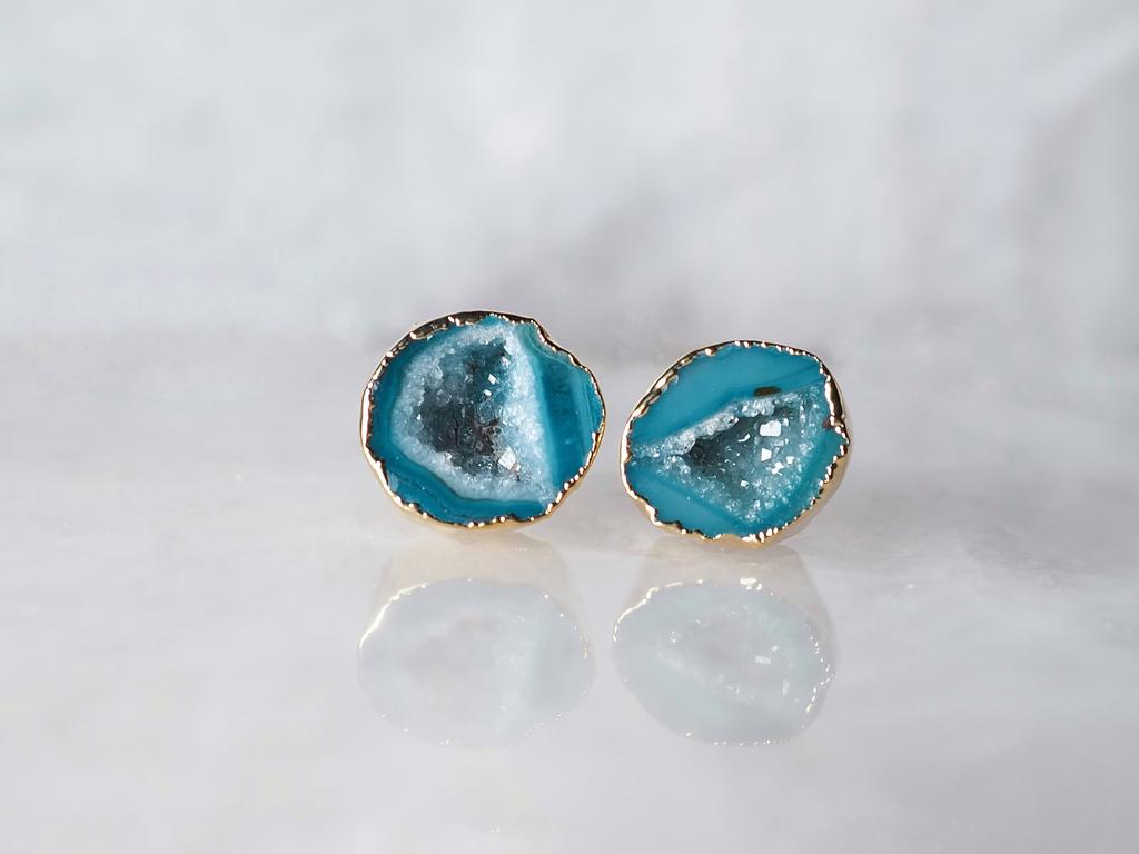 Серьги с жеодой агата