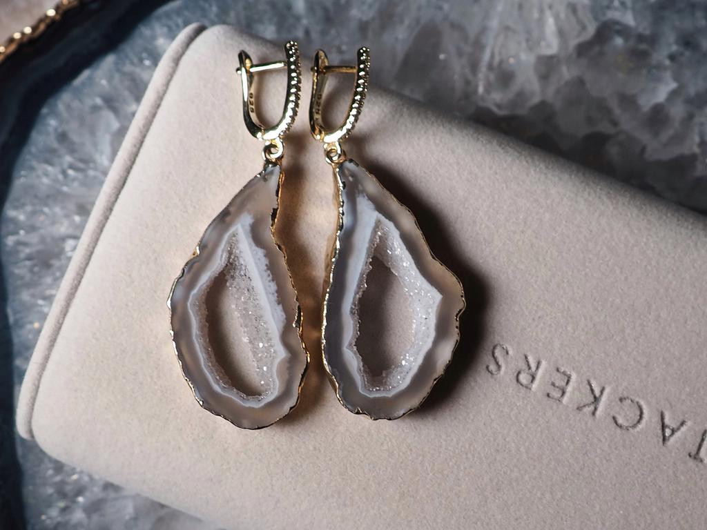 Серьги с жеодой агата