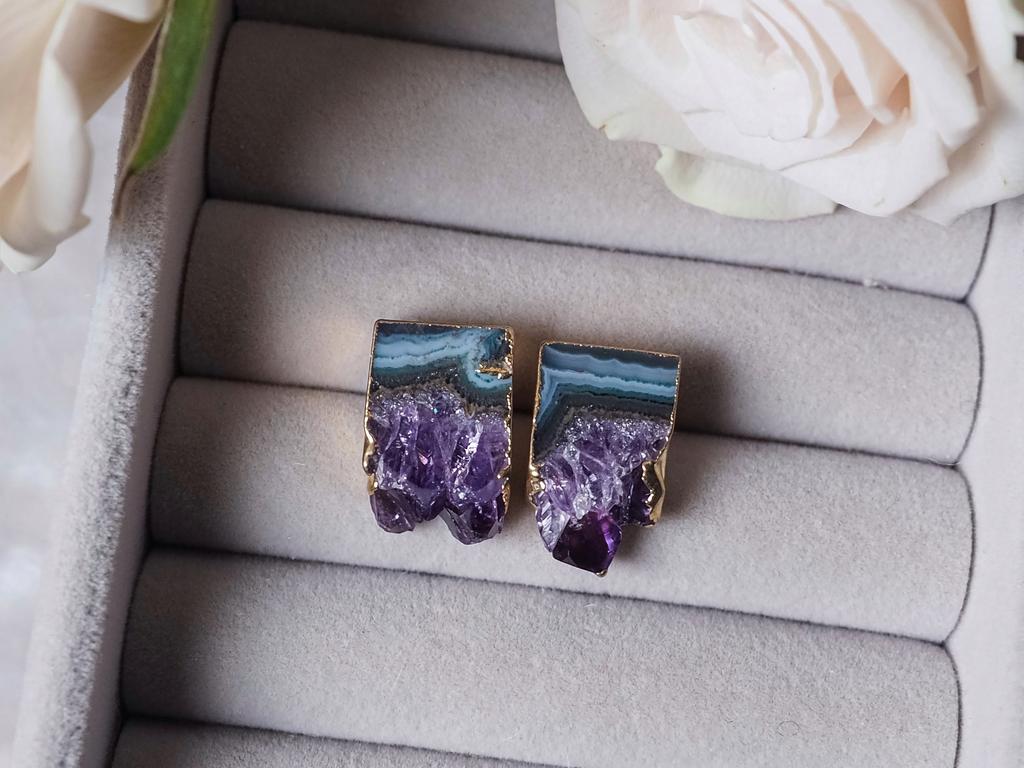 Серьги со срезом аметиста