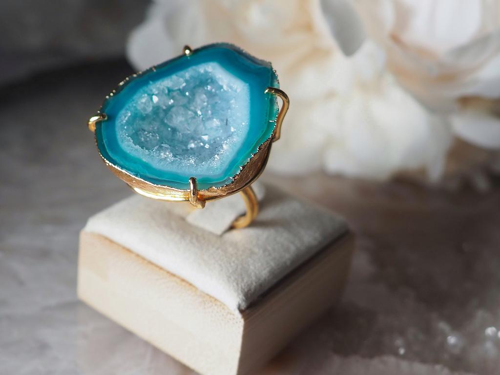 Кольцо с жеодой агата