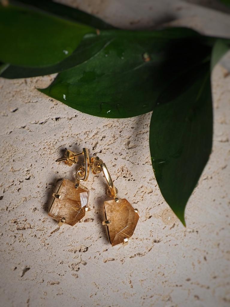 Серьги с рутиловым кварцем