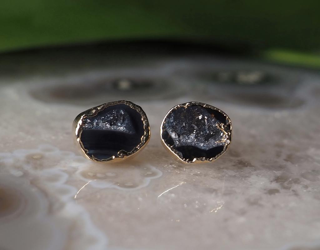 Серьги с черным агатом
