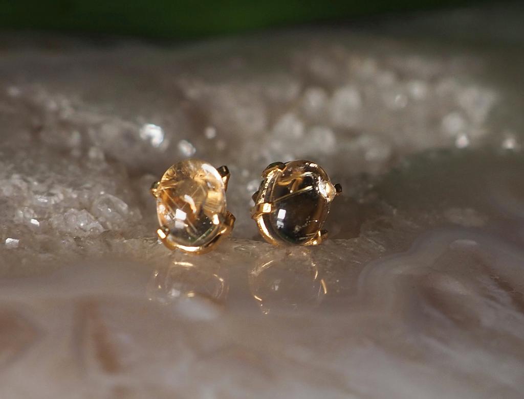 Серьги с рутиловым кварцем