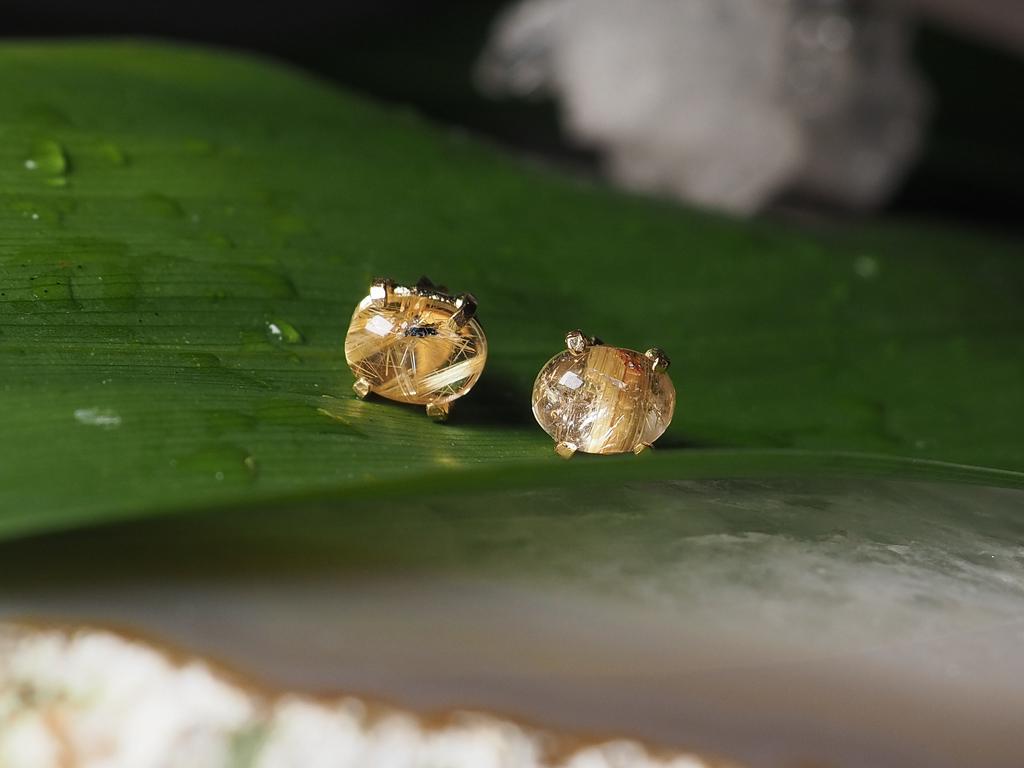 Серьги с рутиловым кварцем