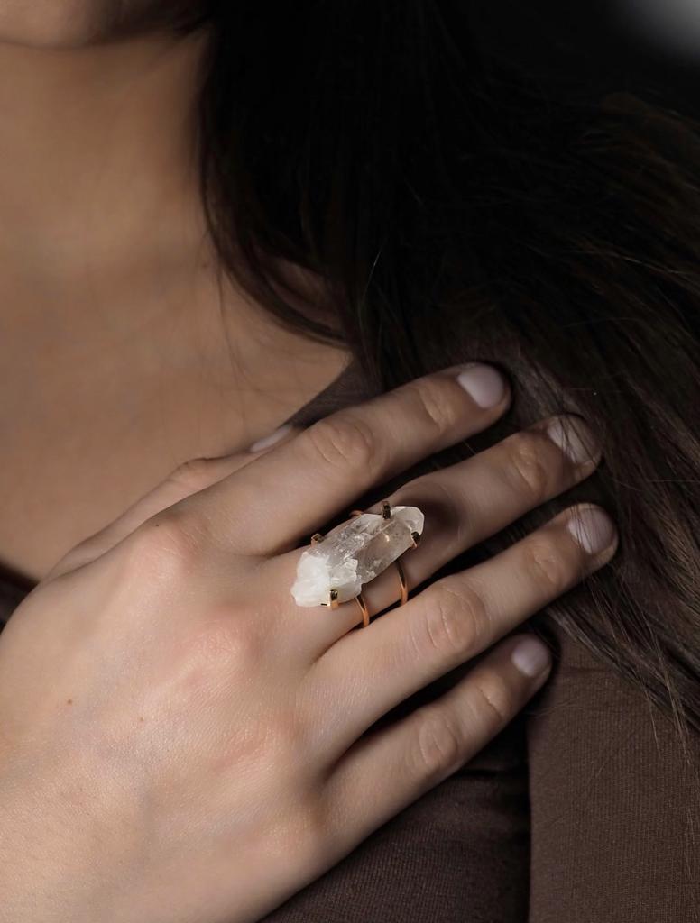 Кольцо с лемурийским кварцем