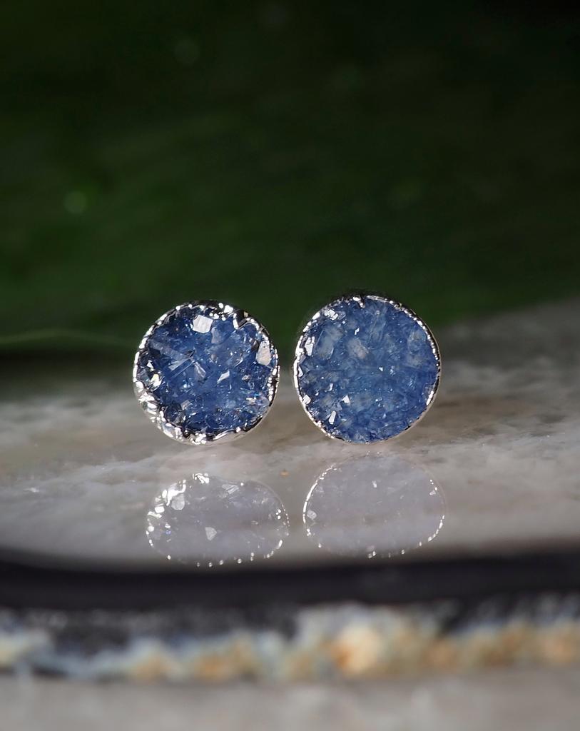 Серьги с друзой кварца