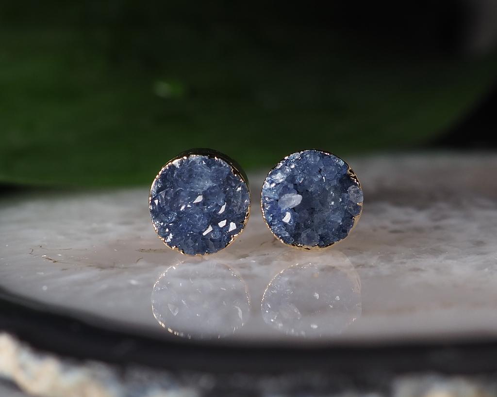 Серьги с друзой кварца