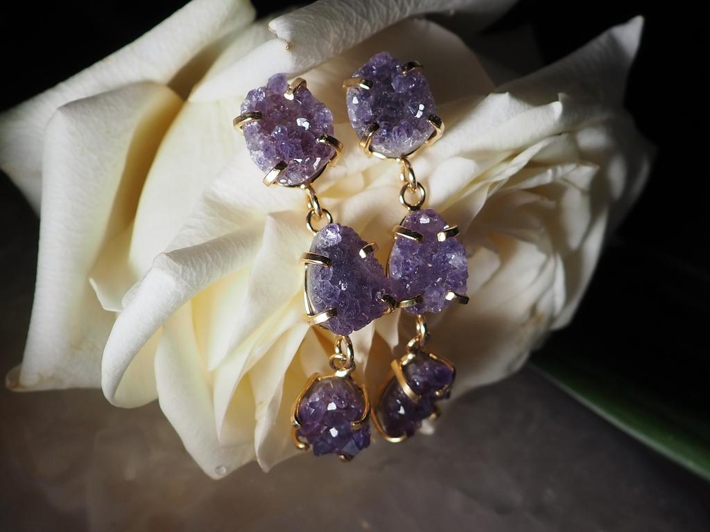 Серьги с друзой аметиста
