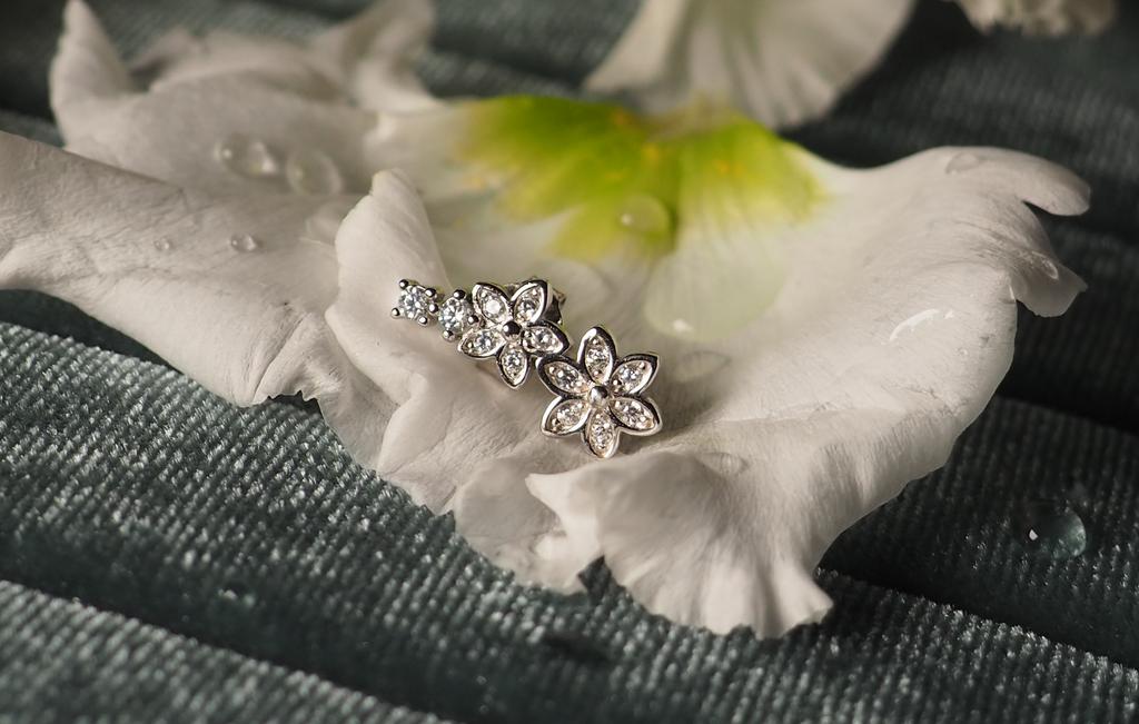 Серьги цветы из серебра 925 пробы