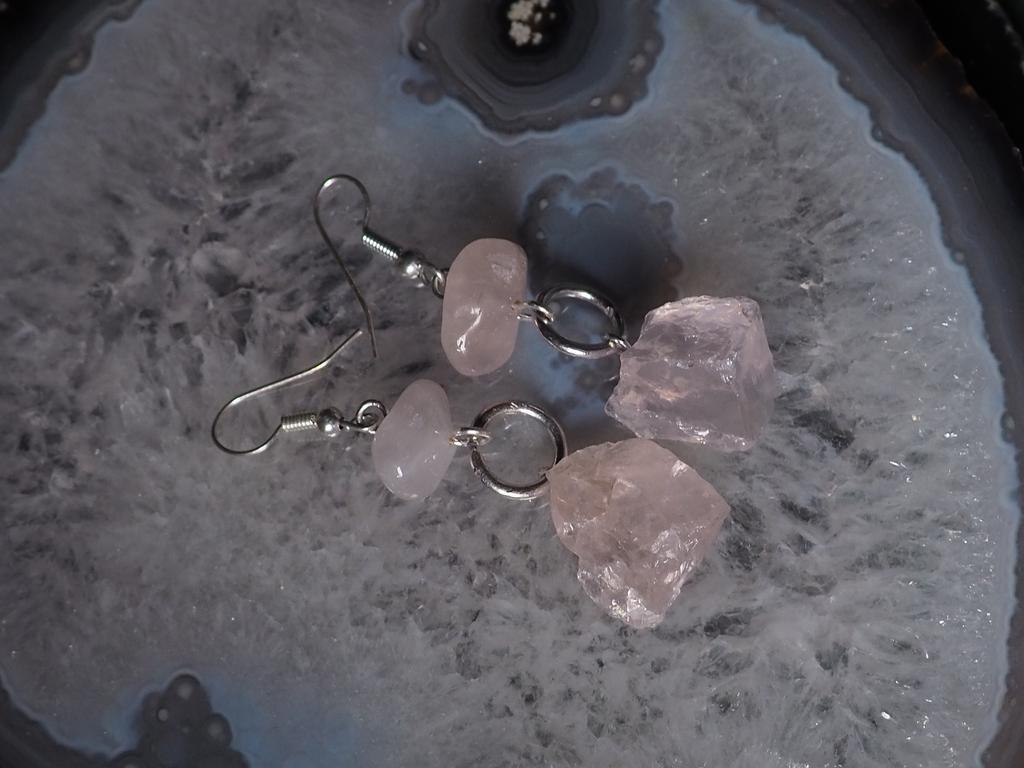 Серьги с розовым кварцем