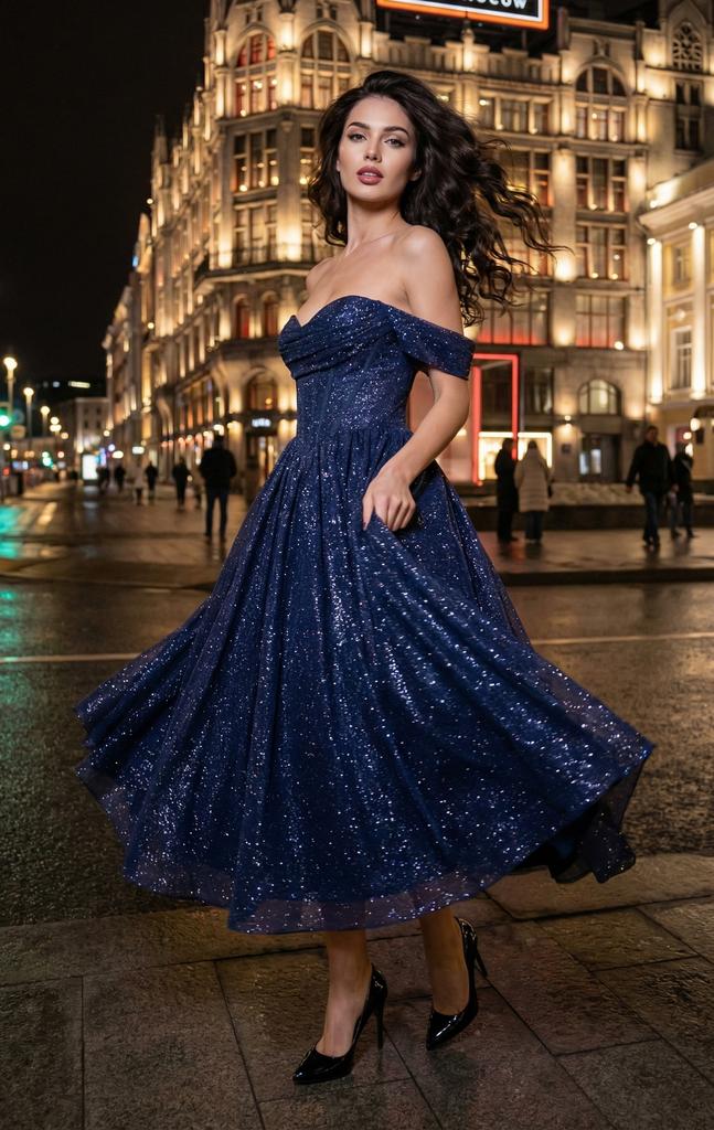 Платье Саманта миди синее