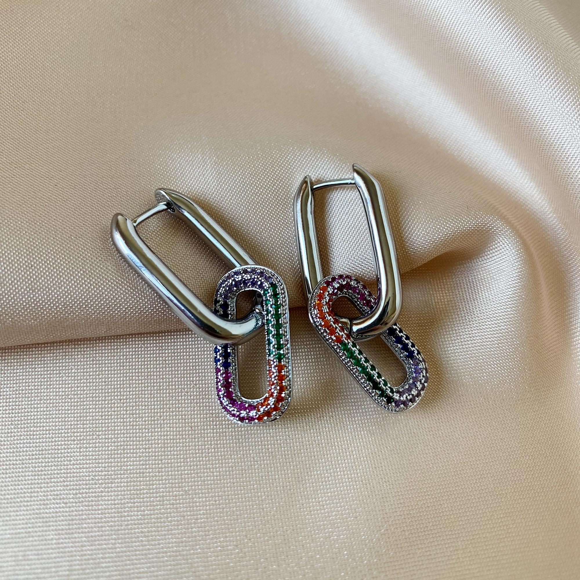 Серьги-трансформеры Sparkle Colour Oval