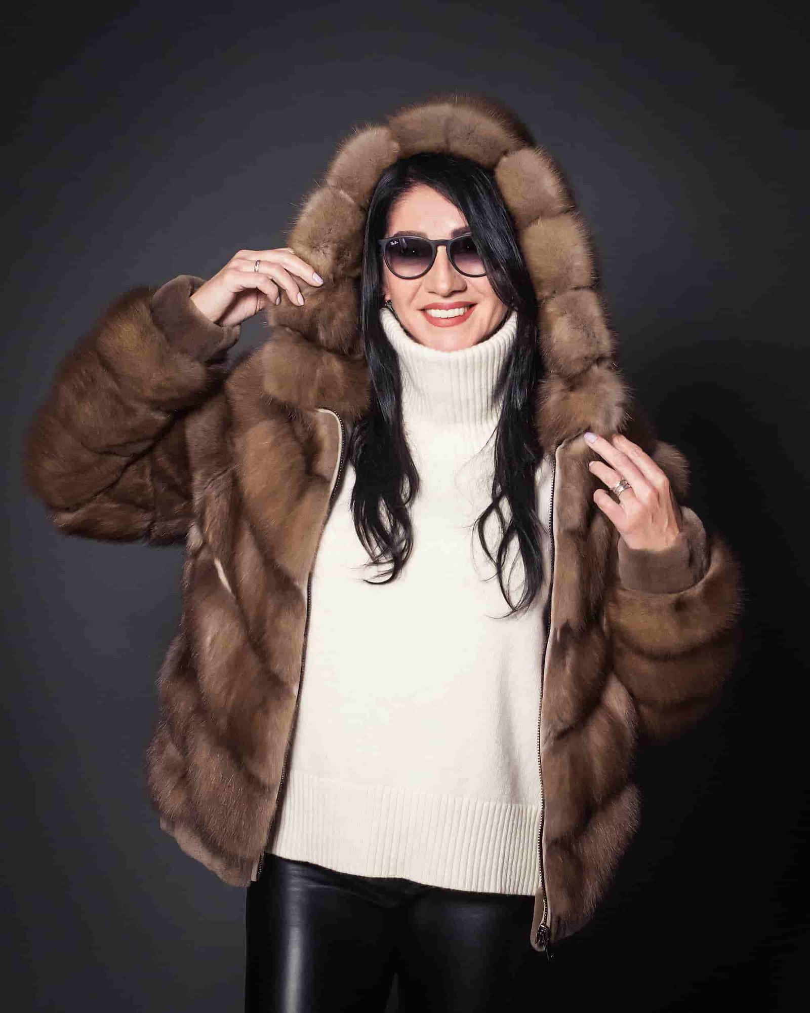 Полушубок из меха куницы