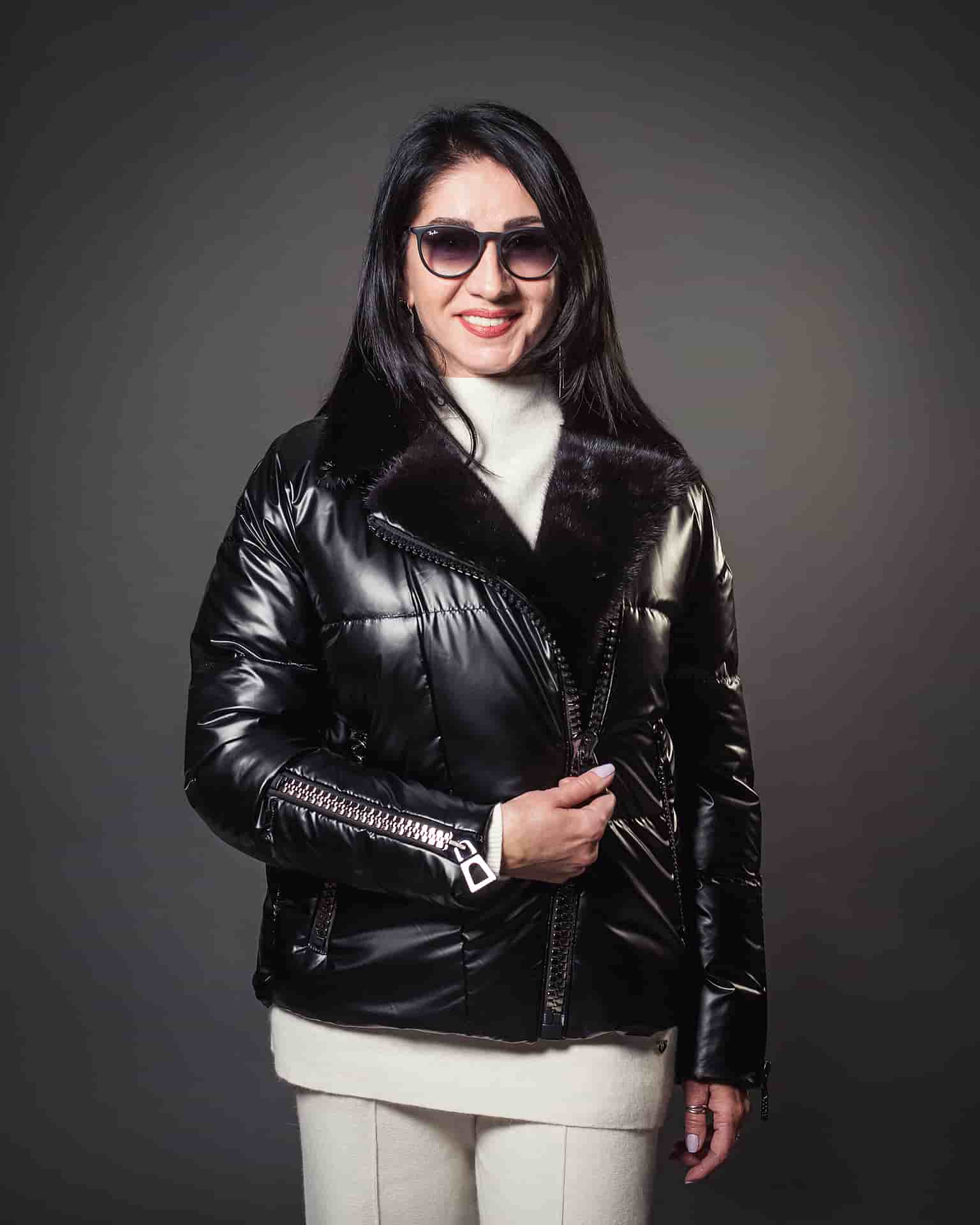 Пуховик с воротником из меха ноки