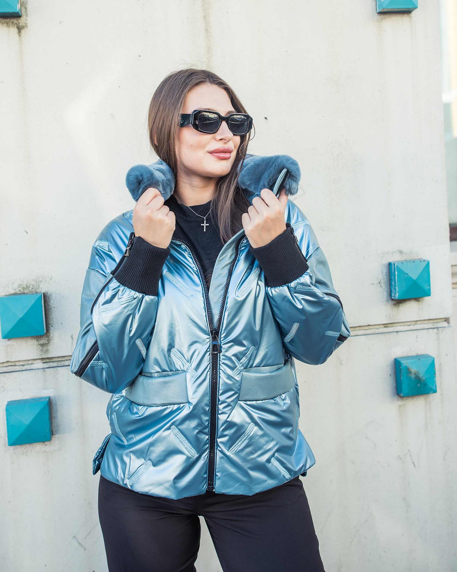 Пуховик из натуральной кожи