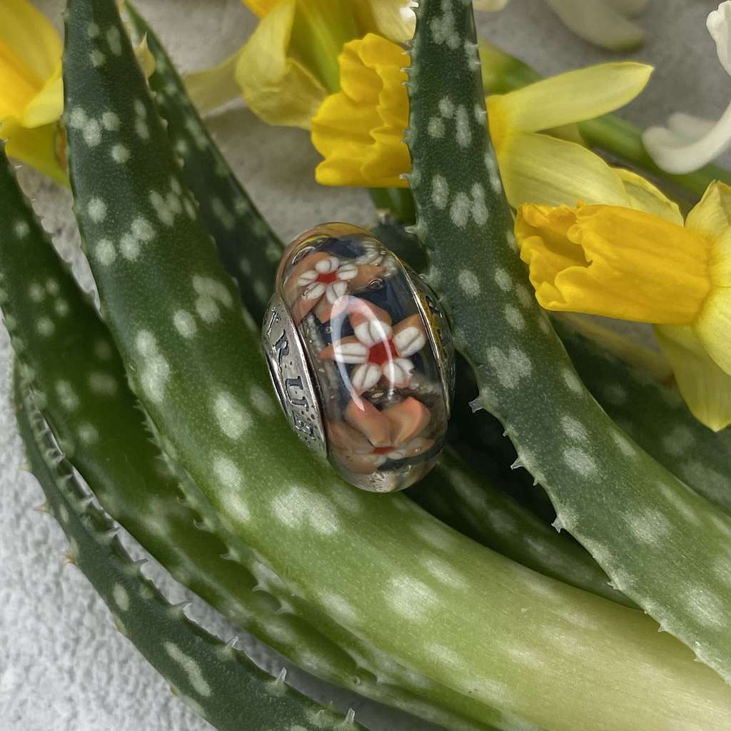 AQUARIUM  11 orange flowers on grey