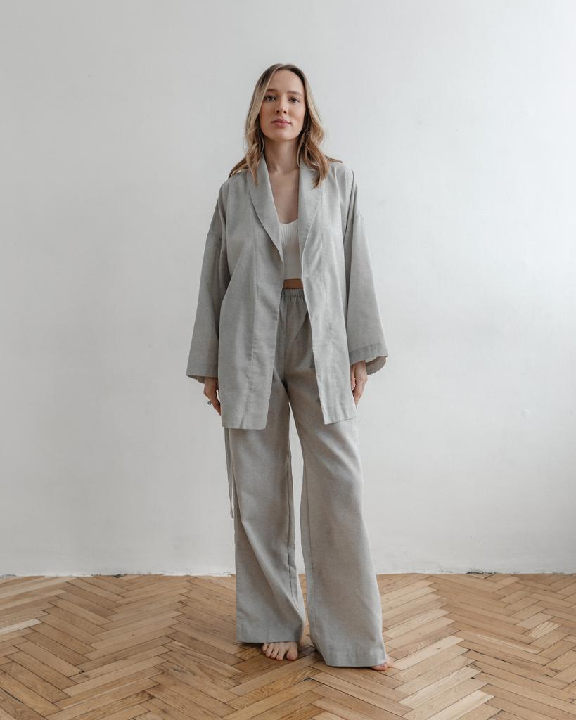 Брюки широкие, серый