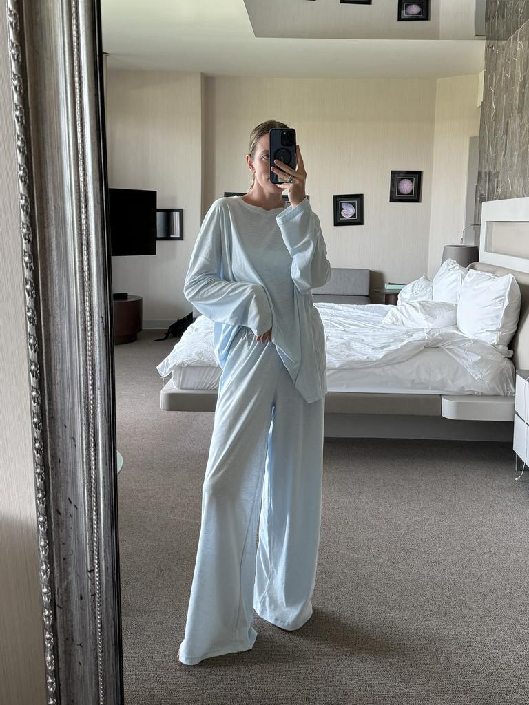 Костюм Лонг и Брюки Over Blue из тонкого хлопка