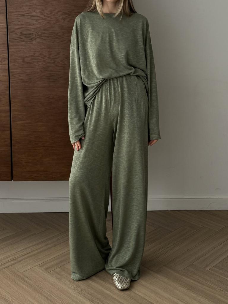 Брюки Over Sage из тонкого фактурного трикотажа