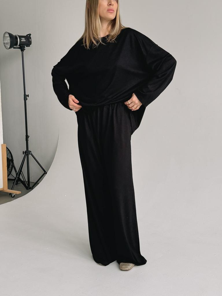 Лонг Over Black из тонкого фактурного трикотажа