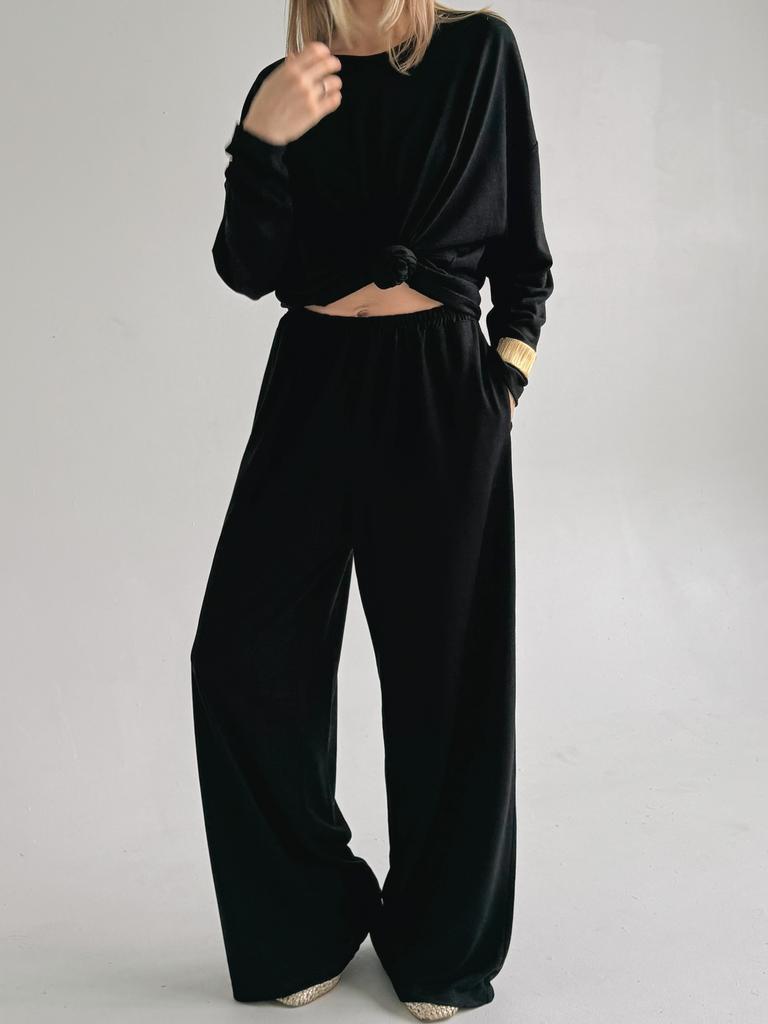 Брюки Over Black из тонкого фактурного трикотажа