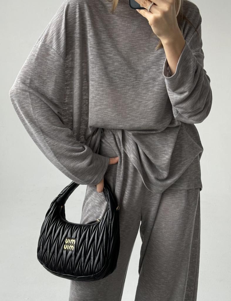 Лонг Over Сталь из тонкого фактурного трикотажа