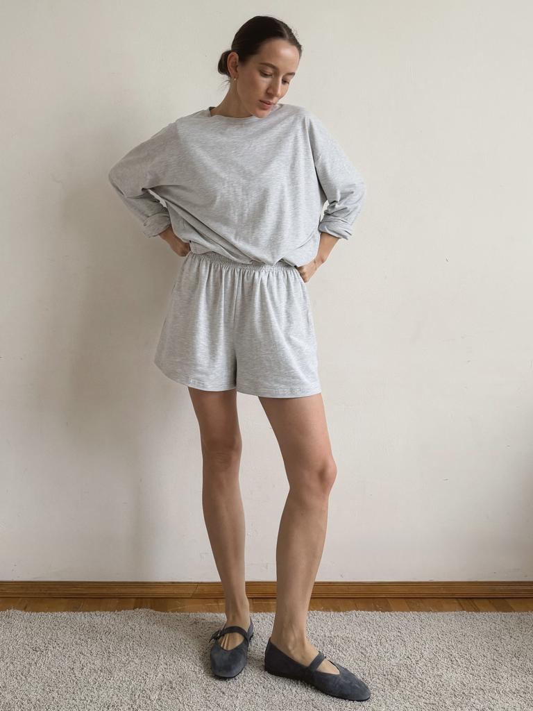 Лонгслив  Grey Melange из мягкого хлопка