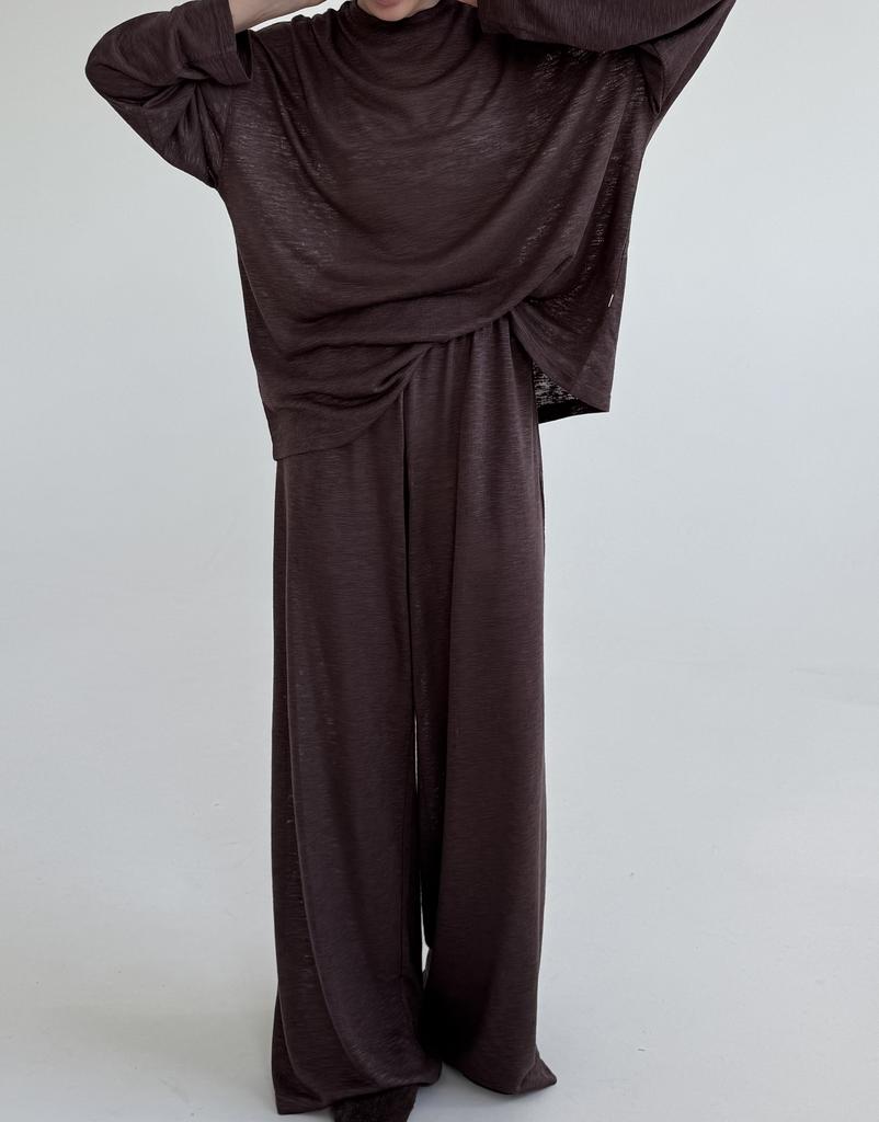 Брюки Over Brown из тонкого фактурного трикотажа