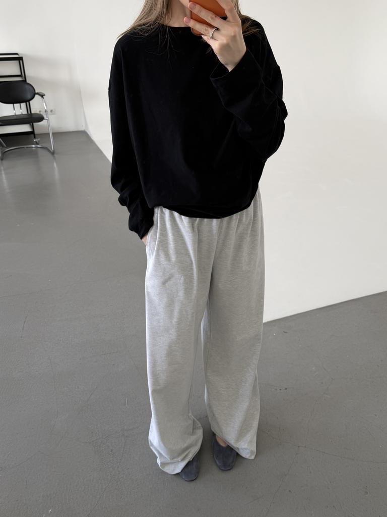 Брюки широкие  Grey Melange из мягкого хлопка