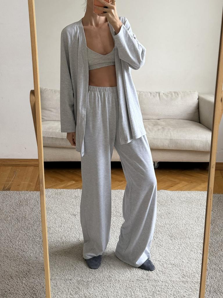 Брюки широкие  Grey Melange из мягкого хлопка