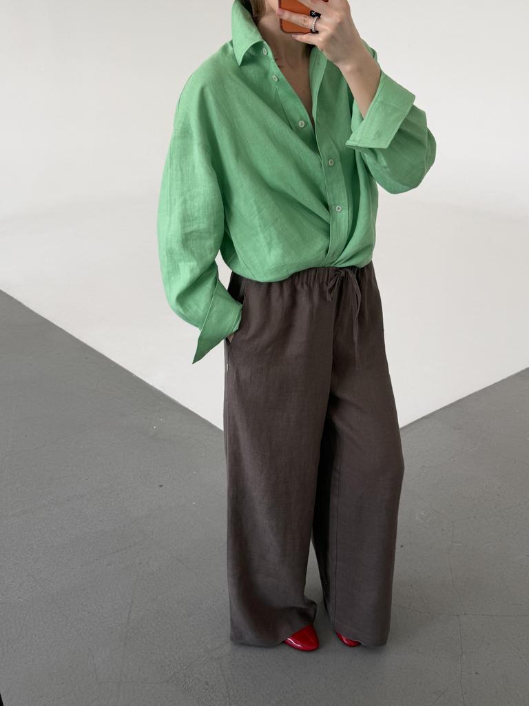 Рубашка оверсайз из умягченного льна, мятное мороженое