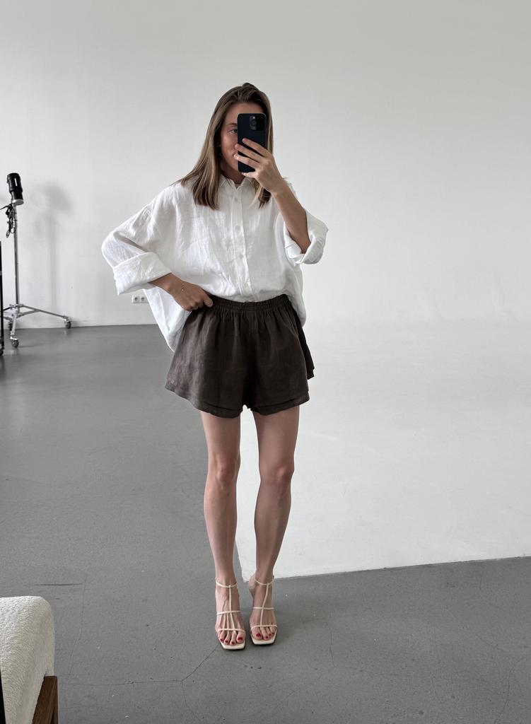 Рубашка оверсайз из умягченного льна, белый