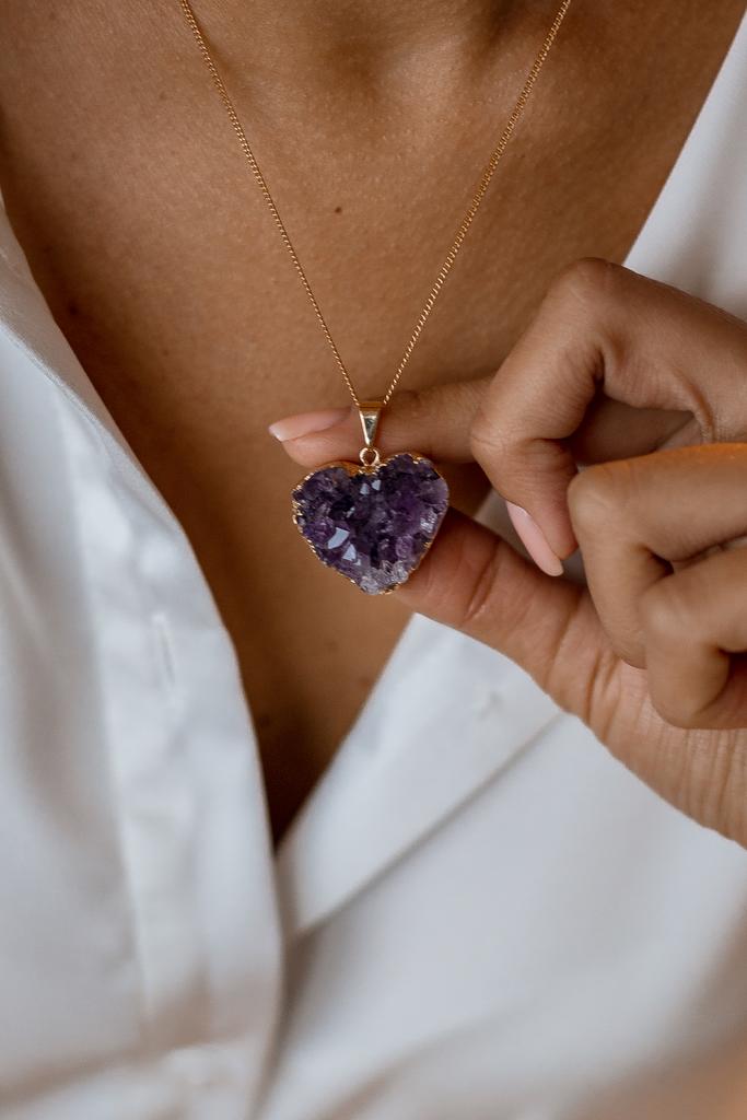 Подвеска с друзой аметиста в форме сердца