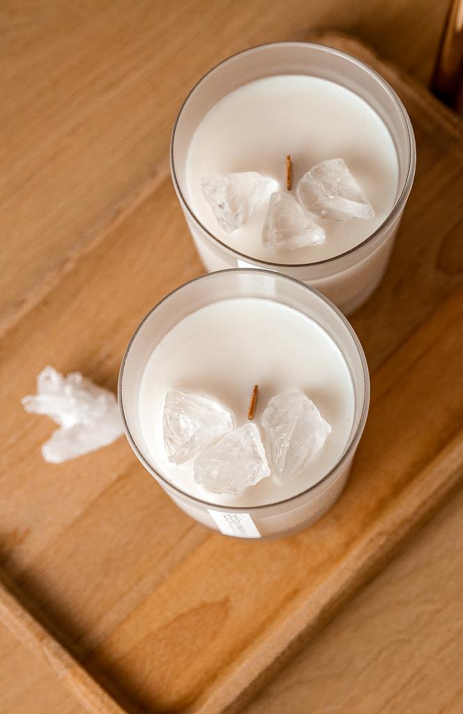 свечи с кристаллом горный хрусталь