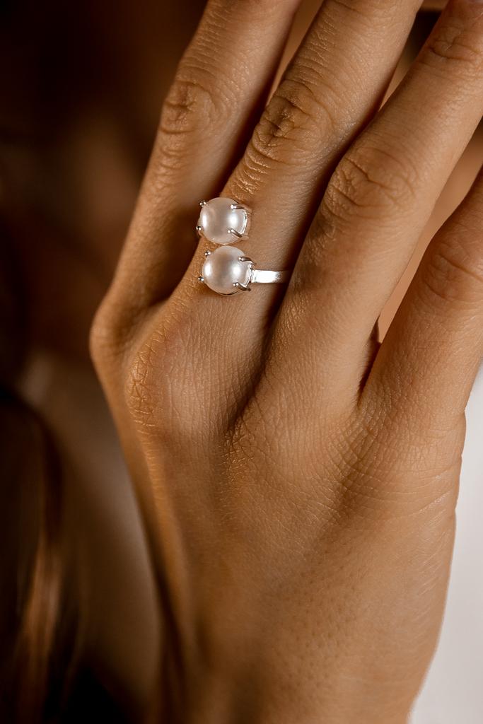 Двойное кольцо с жемчугом