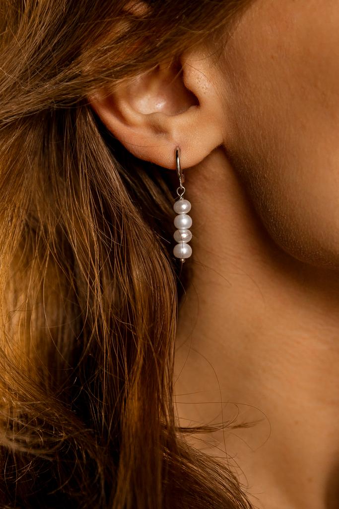 серьга подвеска из жемчуга