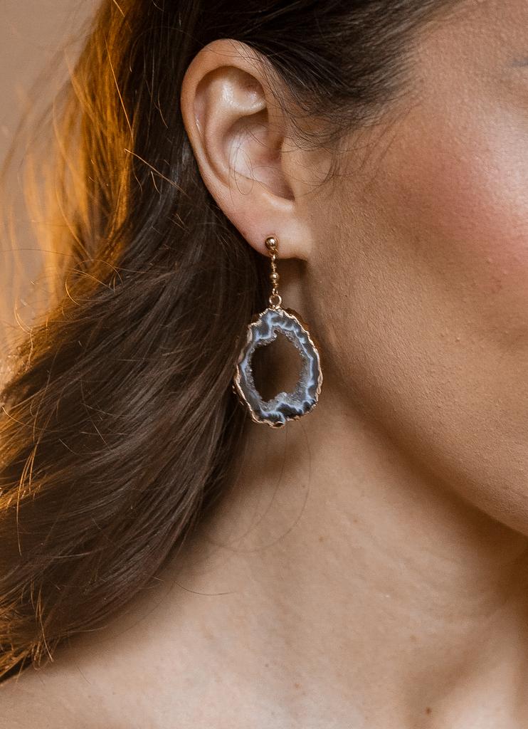 Серьги с жеодой агата