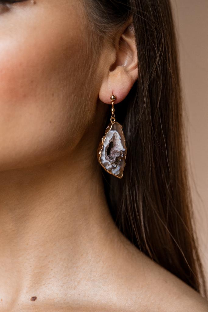 Серьги с жеодой агата