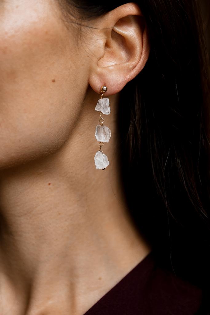 Серьги с розовым кварцем