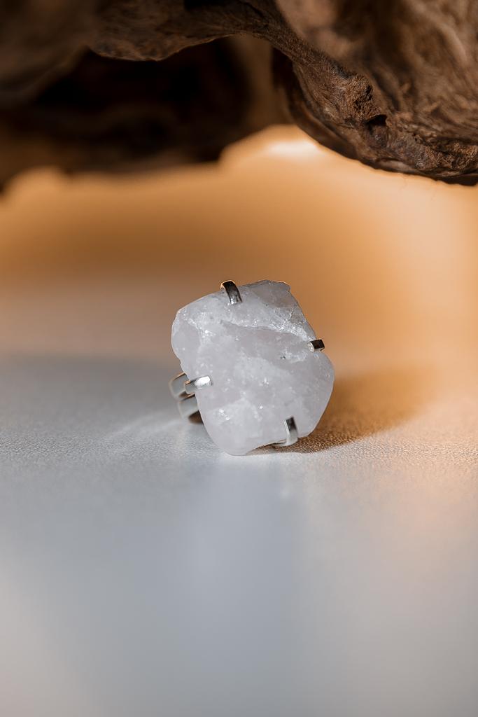 Кольцо с розовым кварцем