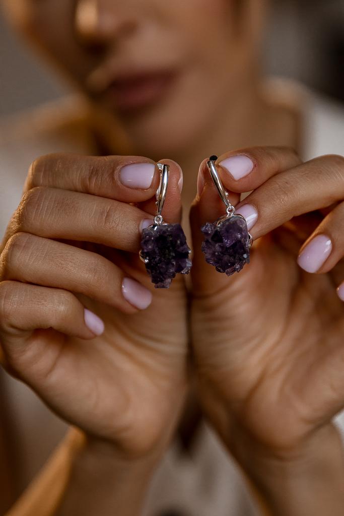 Серьги с друзой аметиста