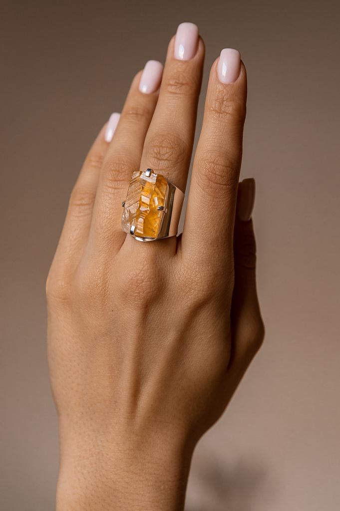 Кольцо кафф с цитрином