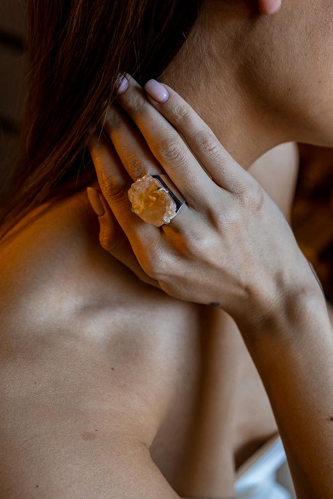 Кольцо кафф с цитрином