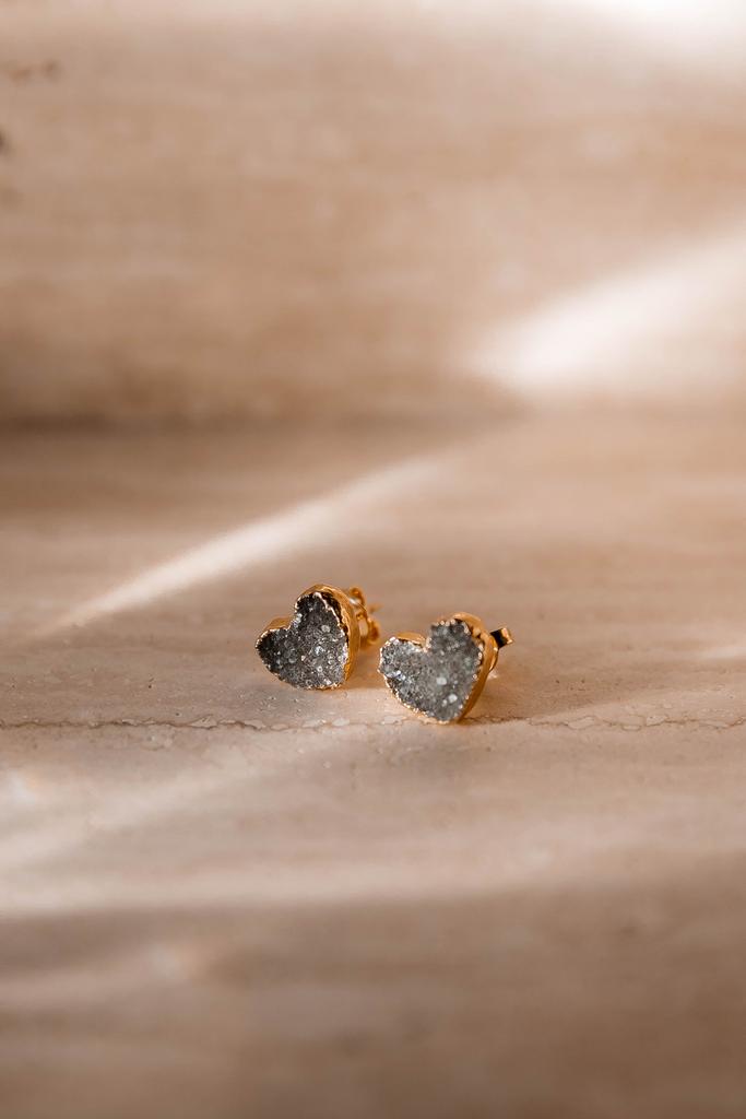 Пусеты с друзой аметиста сердце