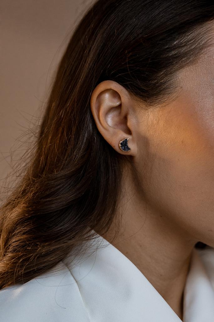 Пусеты с друзой аметиста Луна