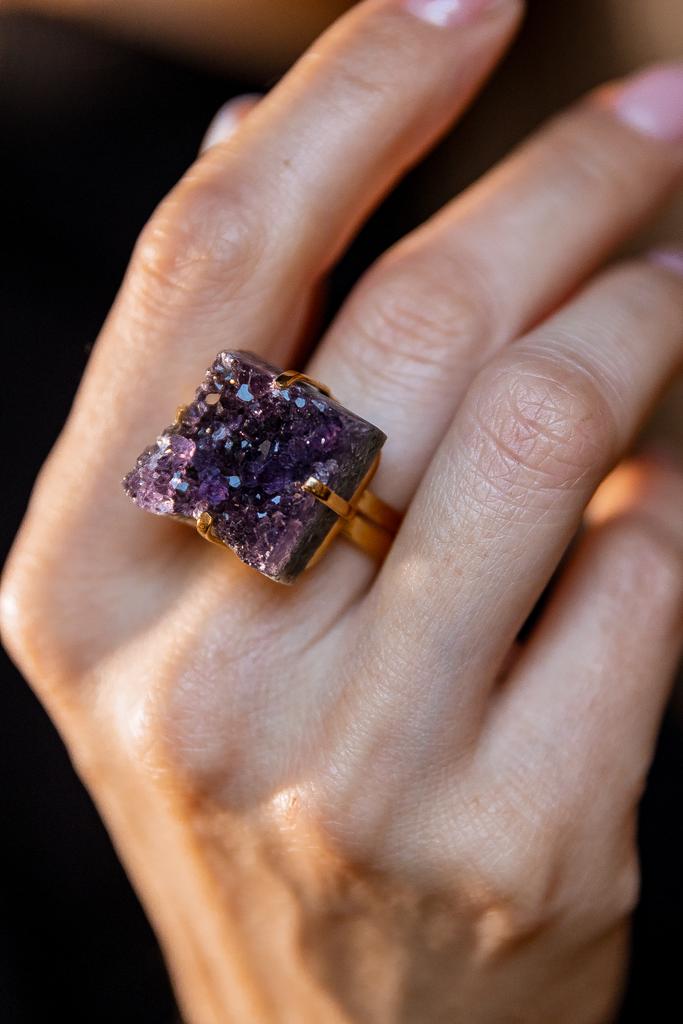 Кольцо с друзой аметиста