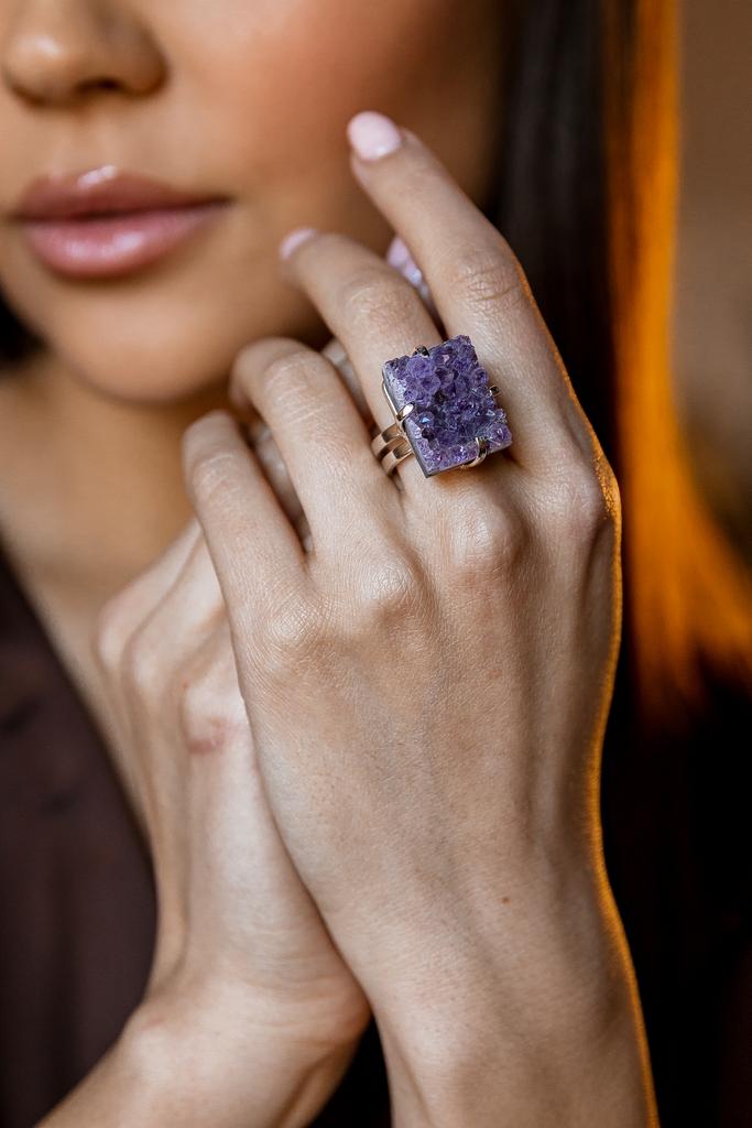 Кольцо с друзой аметиста