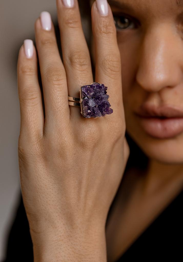 Кольцо с друзой аметиста